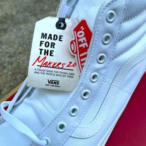 All White Makers Row Sk8 Hi Vans